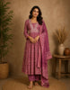 Purple  Floral Printed Cotton Salwar Suit with Dupatta