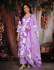 Purple Floral Printed Cotton Salwar with Dupatta