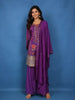 Purple Floral Printed Crepe Palazzo Suit