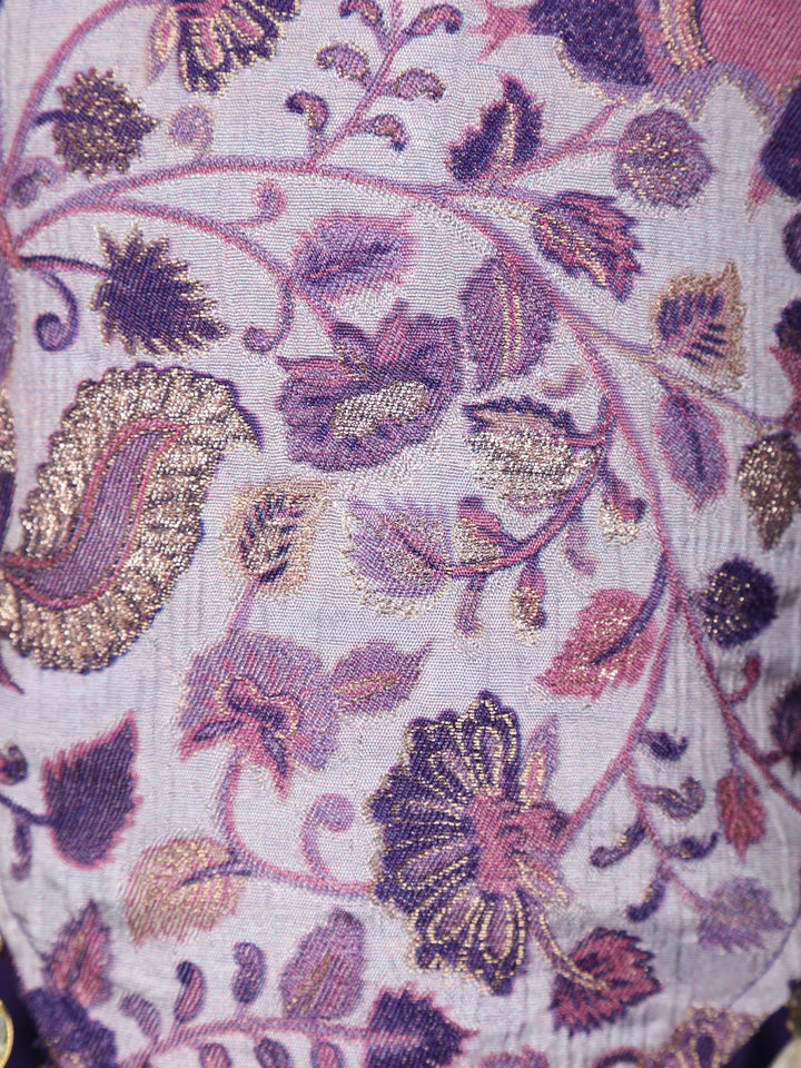 Purple Floral Printed Gerogette Palazzo Salwar Suit for Girls - Diadem
