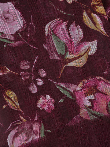 Purple Floral Prints Fancy Georgette Saree - Diadem
