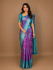 Purple Floral Woven Pure Kanchipuram Silk Saree