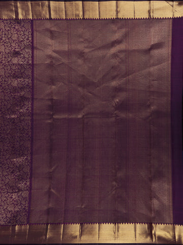 Purple Floral Woven Pure Kanchipuram Silk Saree - Diadem