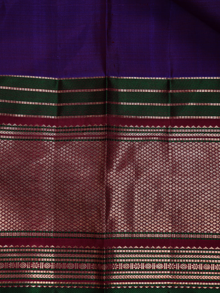 Purple Floral Woven Pure Kanchipuram Silk Saree - Diadem
