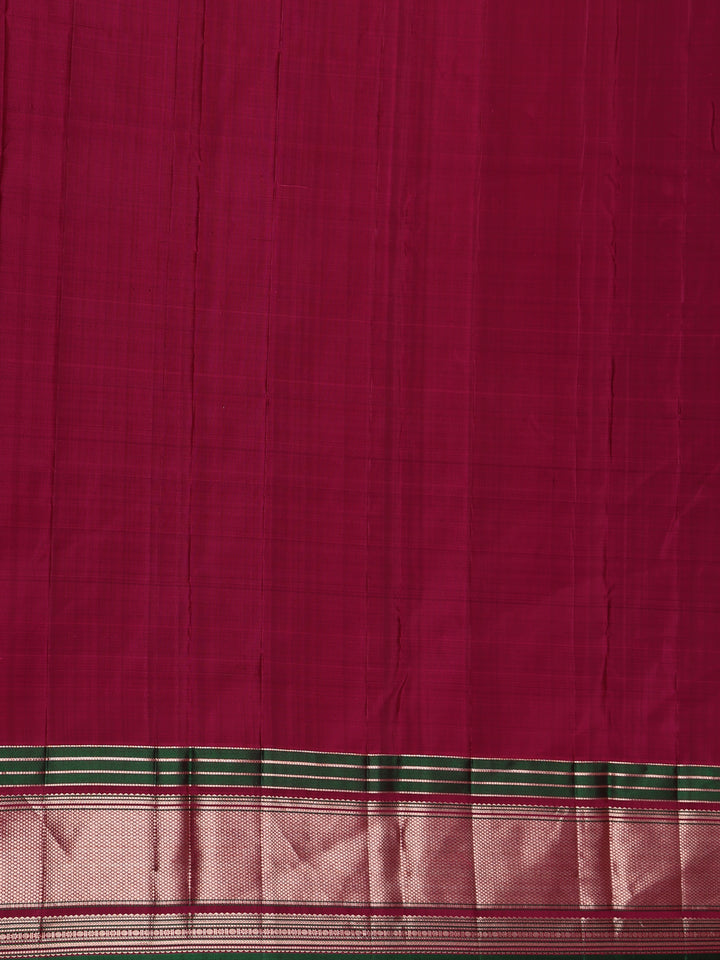 Purple Floral Woven Pure Kanchipuram Silk Saree - Diadem