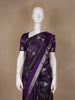 Purple Floral and Checks woven Silk Saree - Diadem