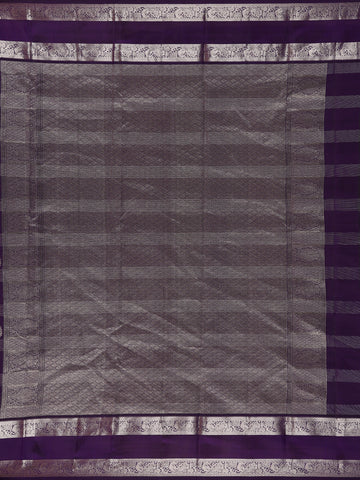 Purple Floral and Checks woven Silk Saree - Diadem