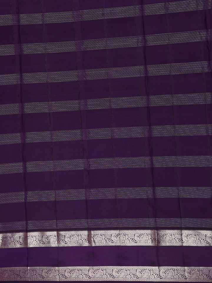 Purple Floral and Checks woven Silk Saree - Diadem