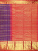 Purple Floral and Stripes Woven Pure Kanchipuram Silk Saree - Diadem