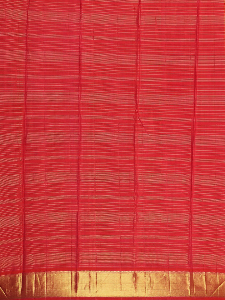 Purple Floral and Stripes Woven Pure Kanchipuram Silk Saree - Diadem