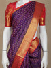 Purple Floral and Stripes Woven Pure Kanchipuram Silk Saree - Diadem