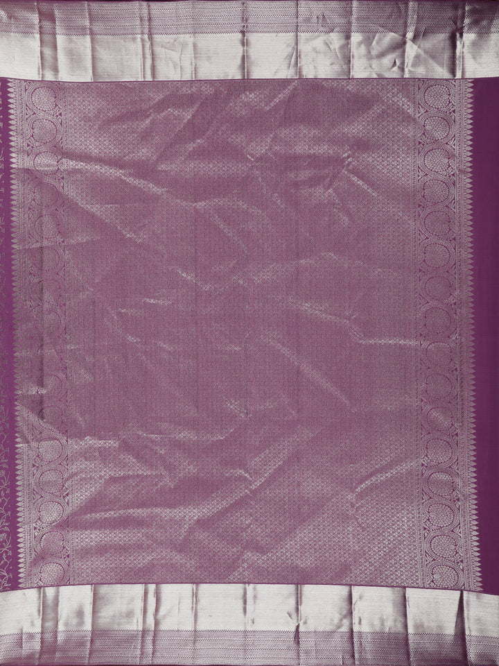 Purple Floral Woven Pure Kanchipuram Silk Saree - Diadem