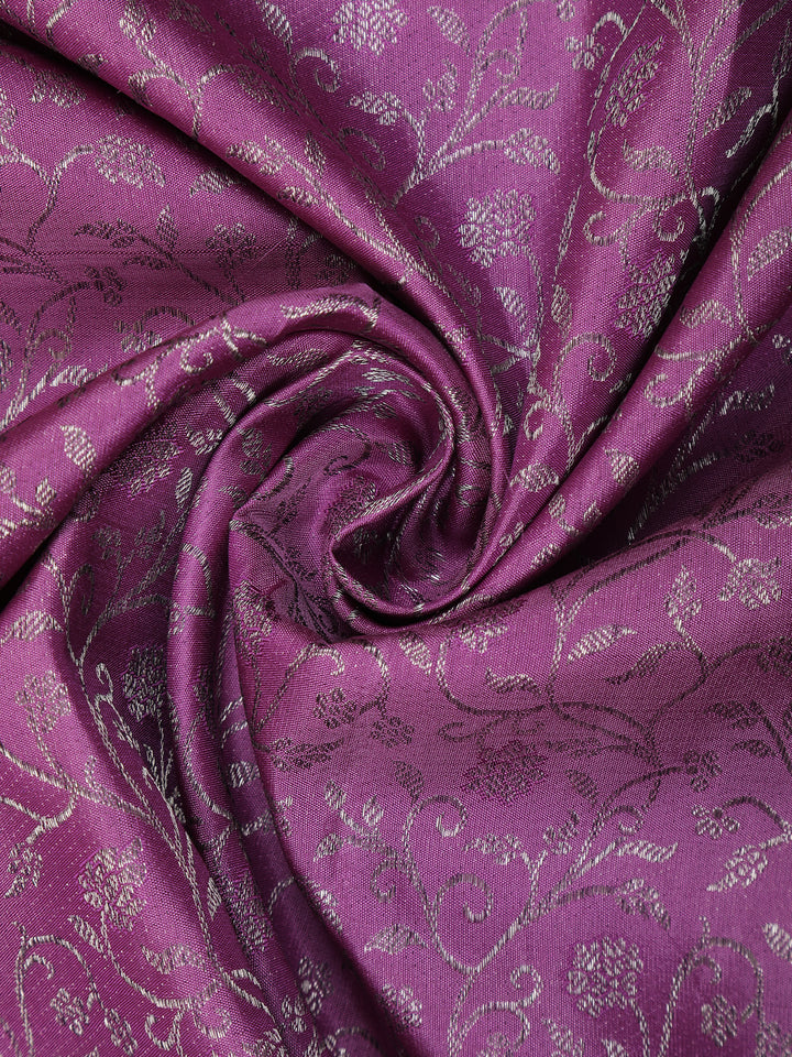 Purple Floral Woven Pure Kanchipuram Silk Saree - Diadem