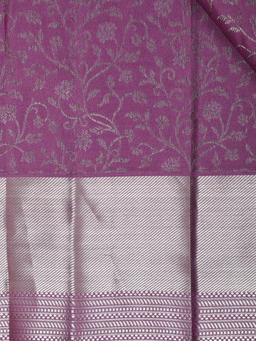 Purple Floral Woven Pure Kanchipuram Silk Saree - Diadem