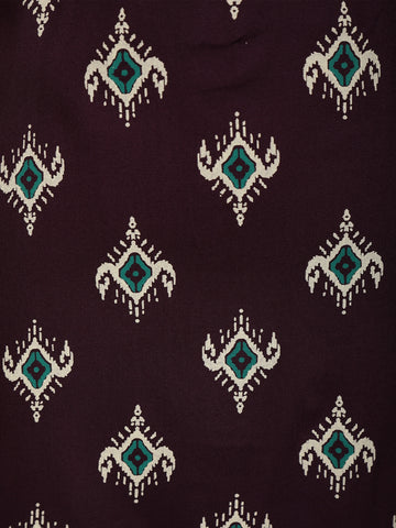 Purple Floral Design Cotton Kurti - Diadem