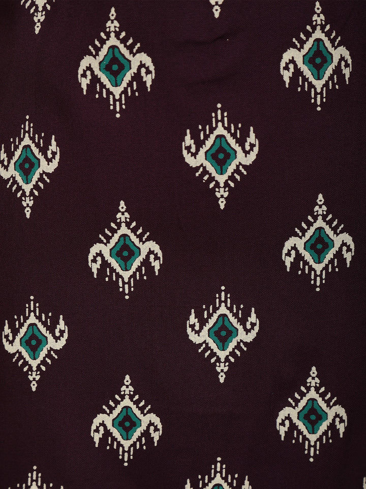 Purple Floral Design Cotton Kurti - Diadem