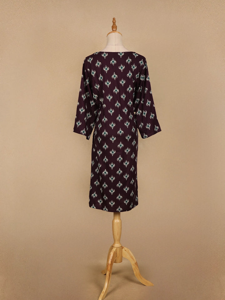 Purple Floral Design Cotton Kurti - Diadem