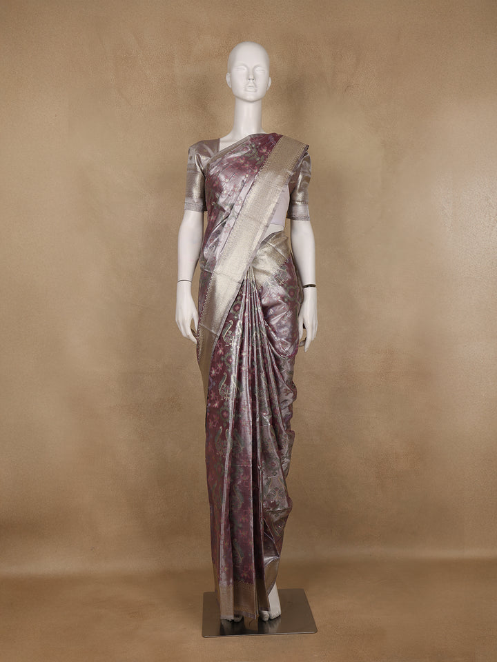 Purple Ikat Woven Tissue Silk Saree - Diadem