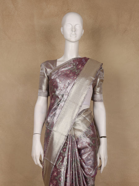 Purple Ikat Woven Tissue Silk Saree - Diadem