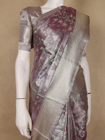 Purple Ikat Woven Tissue Silk Saree - Diadem