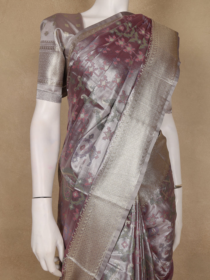 Purple Ikat Woven Tissue Silk Saree - Diadem