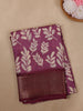 Purple Leaf Printed Fancy Cotton Saree - Diadem
