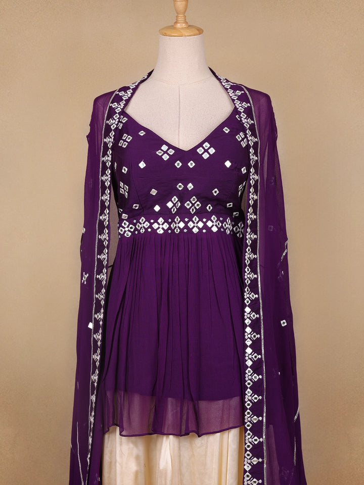 Purple Mirror Worked Georgette Salwar Suit - Diadem