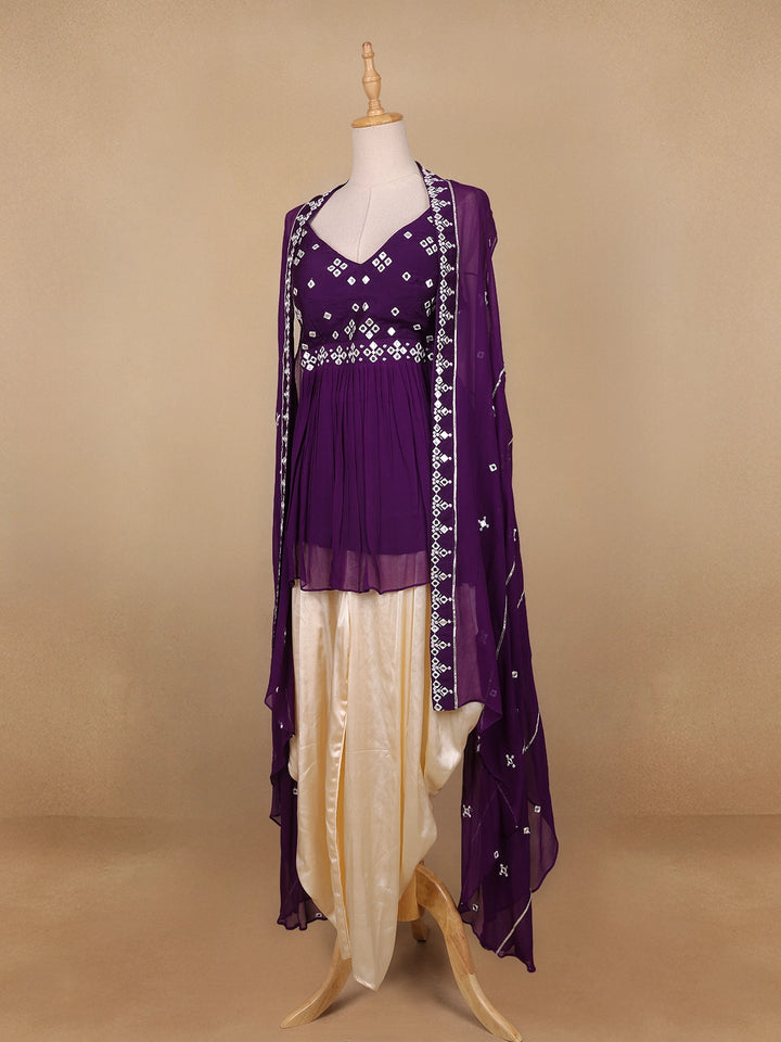 Purple Mirror Worked Georgette Salwar Suit - Diadem