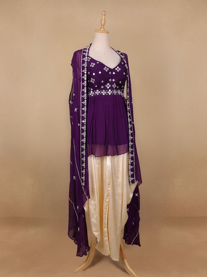 Purple Mirror Worked Georgette Salwar Suit - Diadem