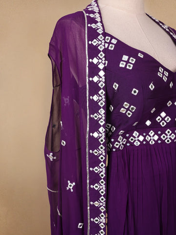 Purple Mirror Worked Georgette Salwar Suit - Diadem
