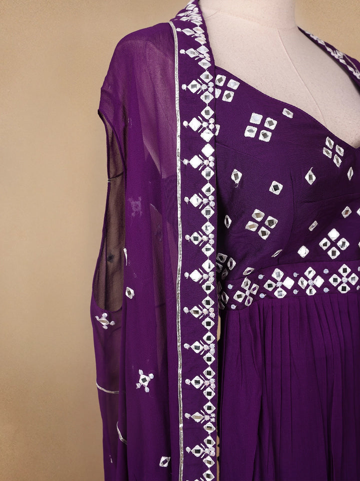 Purple Mirror Worked Georgette Salwar Suit - Diadem