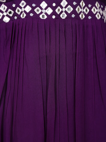 Purple Mirror Worked Georgette Salwar Suit - Diadem