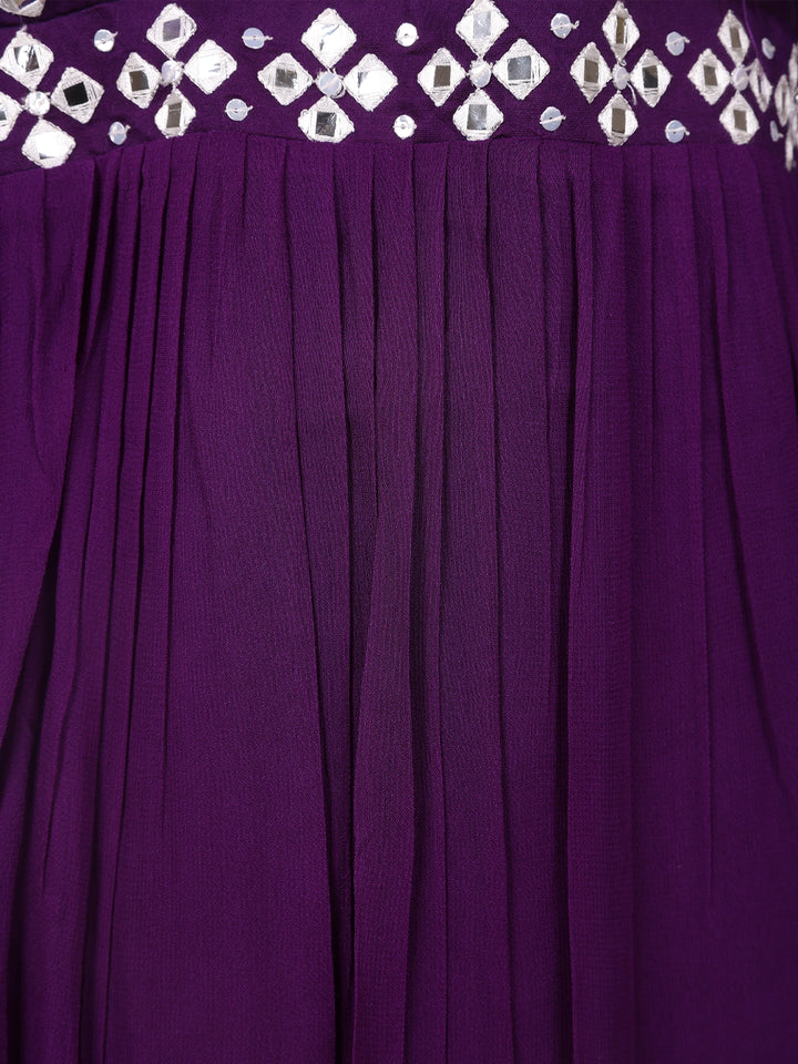 Purple Mirror Worked Georgette Salwar Suit - Diadem