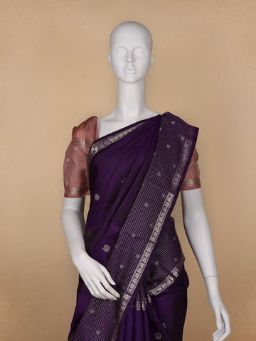 Purple Peacock Woven Silk saree - Diadem