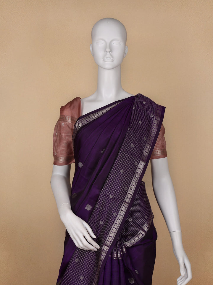 Purple Peacock Woven Silk saree - Diadem