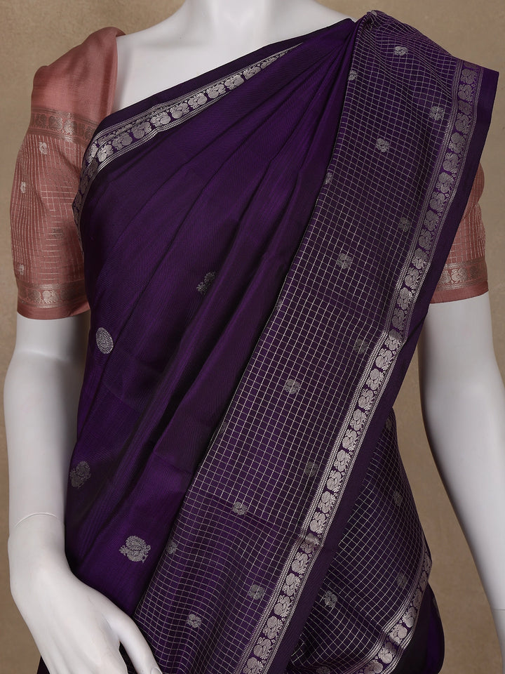 Purple Peacock Woven Silk saree - Diadem