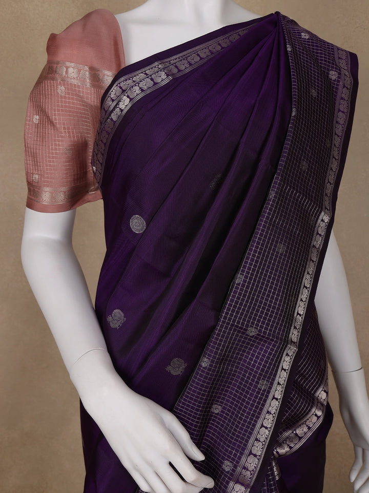 Purple Peacock Woven Silk saree - Diadem