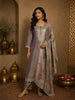 Purple Sequins Zari Embroidered Design Tissue Silk Palazzo Suit with Dupatta