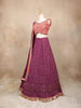 Purple Silk Bridal Lehenga with Floral Threadwork Beads