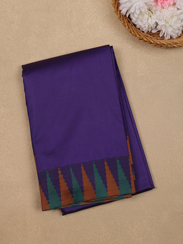 Purple Soft Silk Saree with Temple Ikat Border - Diadem