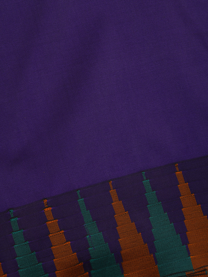 Purple Soft Silk Saree with Temple Ikat Border - Diadem
