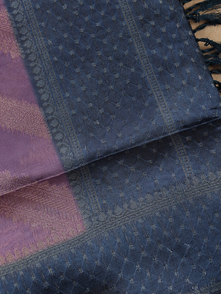 Purple Striped Design Tissue Silk Saree - Diadem