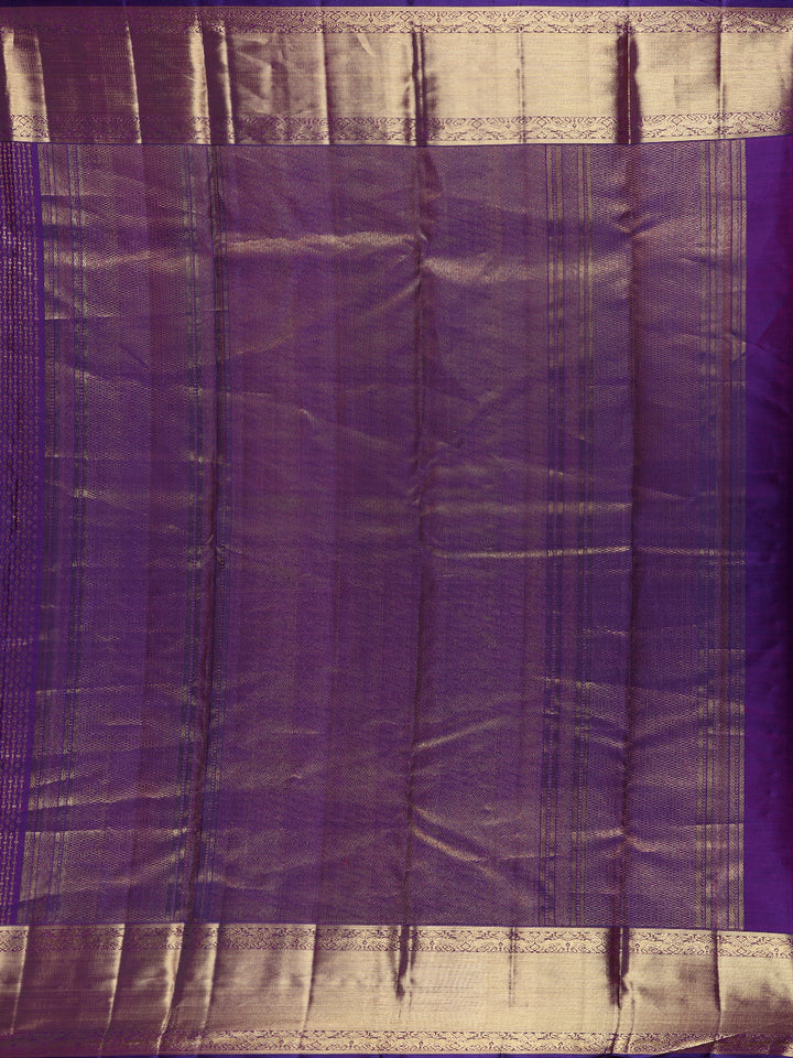 Purple Stripes Woven Pure Kanchipuram Silk Saree - Diadem
