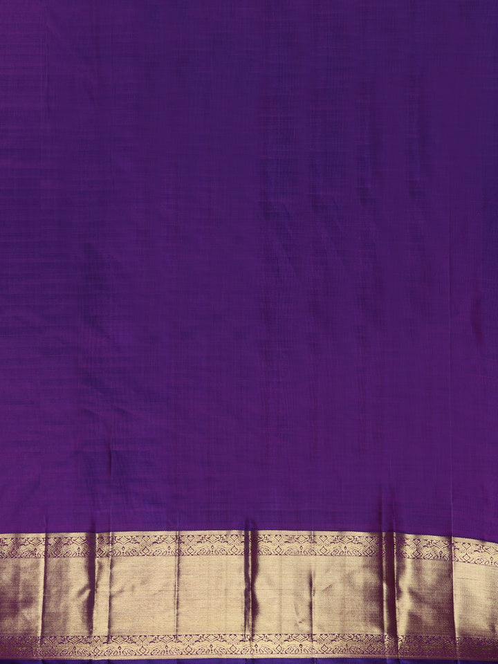 Purple Stripes Woven Pure Kanchipuram Silk Saree - Diadem