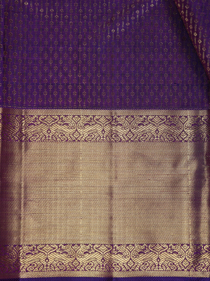 Purple Stripes Woven Pure Kanchipuram Silk Saree - Diadem