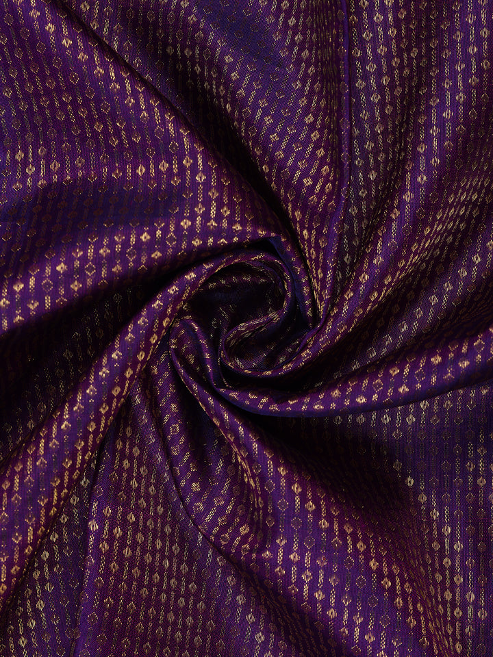 Purple Stripes Woven Pure Kanchipuram Silk Saree - Diadem