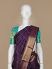 Purple Stripes and Floral Woven Pure Kanchipuram Silk Saree - Diadem