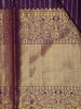 Purple Stripes and Floral Woven Pure Kanchipuram Silk Saree - Diadem