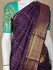 Purple Stripes and Floral Woven Pure Kanchipuram Silk Saree - Diadem