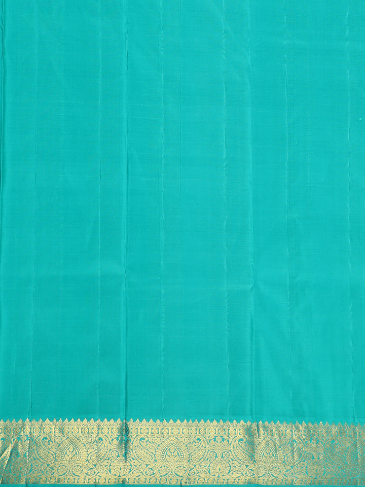 Purple Stripes and Floral Woven Pure Kanchipuram Silk Saree - Diadem